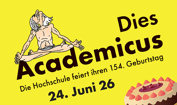 Das Bild zeigt Schrift und einen Kuchen.