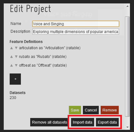 Import and export data