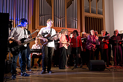 Choir singing with senior citizens
