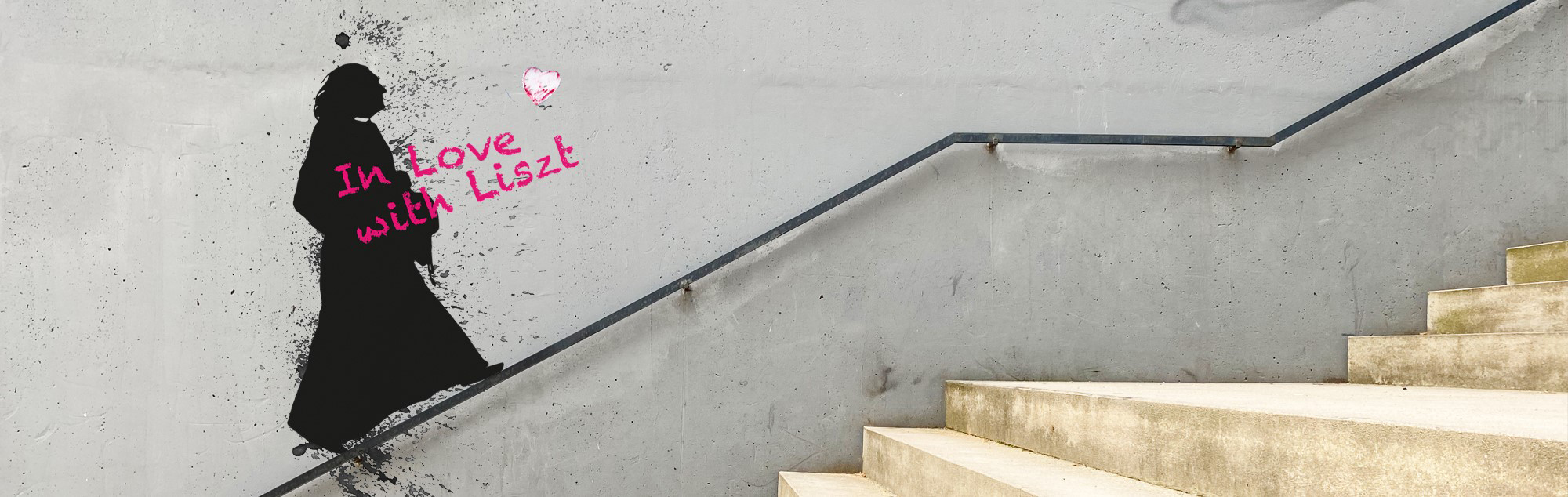 The picture shows a shadow over a staircase.