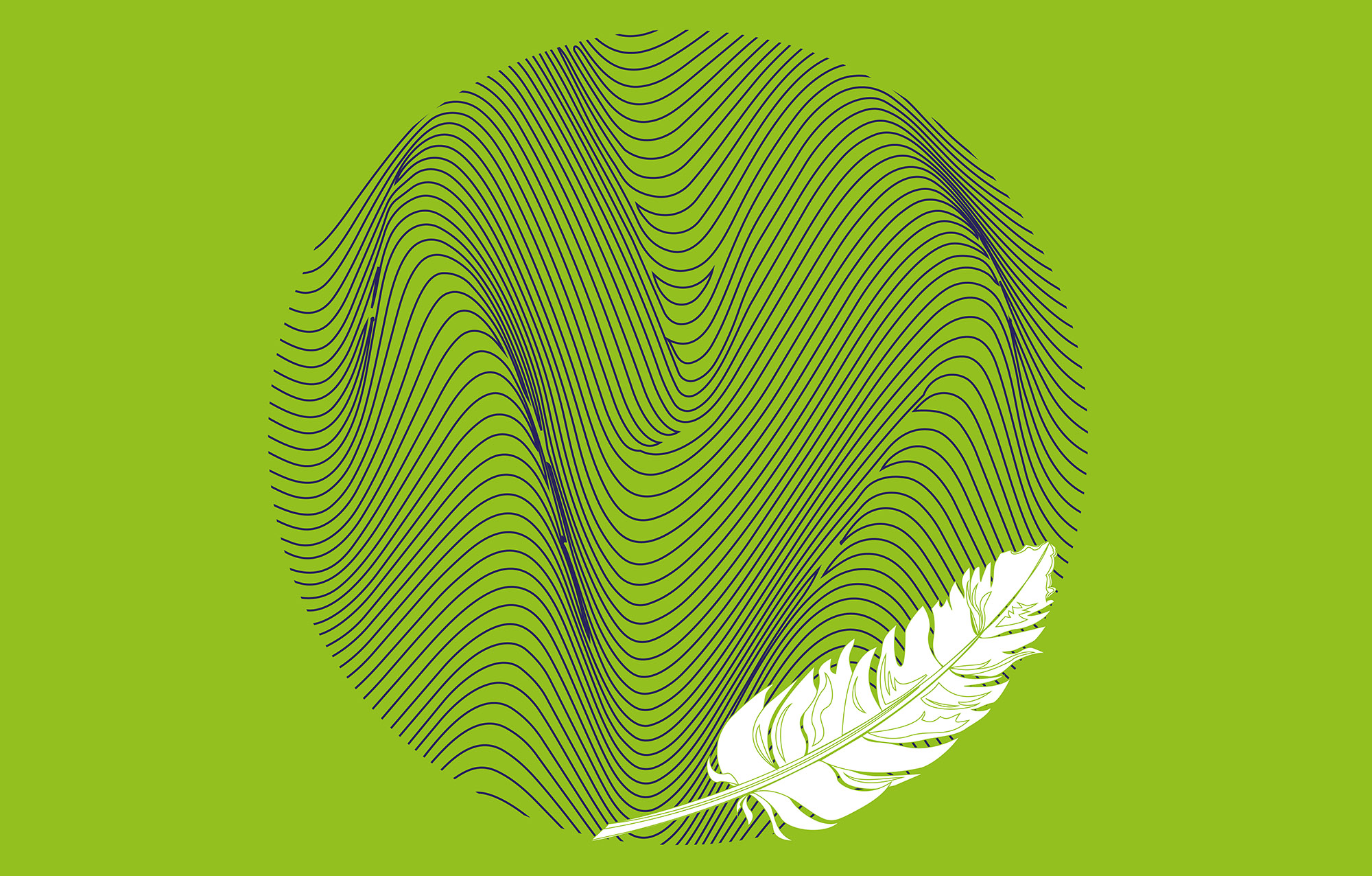 Das Bild zeigt einen gezeichneten Kreis mit einer Feder.