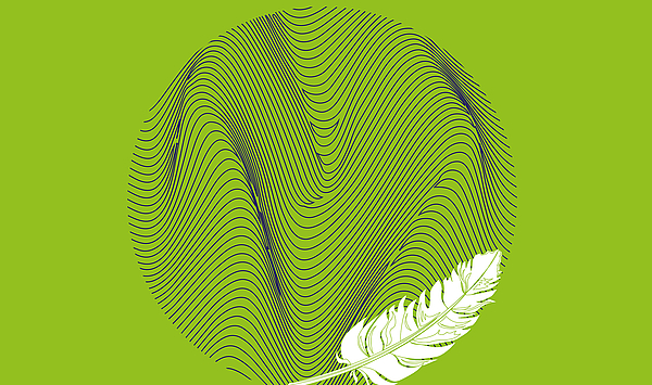 Das Bild zeigt einen gezeichneten Kreis mit einer Feder.