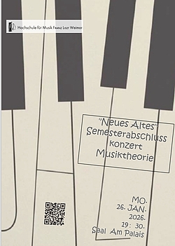 Daten zum Semesterabschlusskonzert, im Hintergrund Klaviertasten