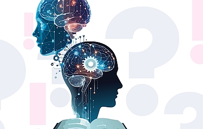 The picture shows two heads.